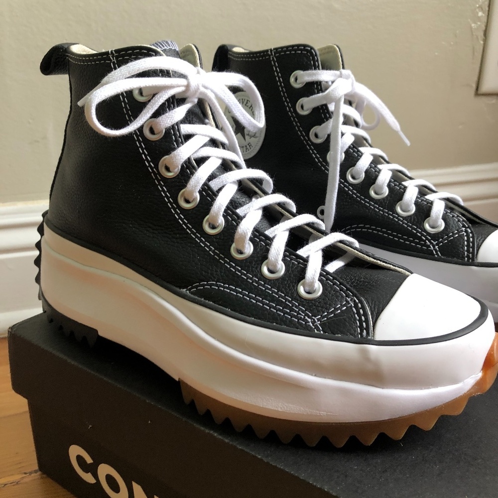 Converse Black and White Platform Run Star Hike High-Top Sneakers